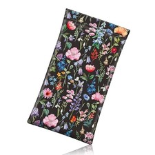 Soft Eyeglasses Case with Cleaning Cloth, Squeeze Top Glasses Black Floral