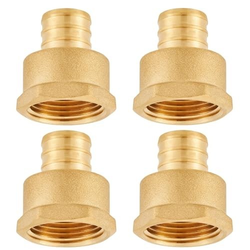 4 Pack 3/4" Pex to 3/4" NPT Female Brass Adapter Fitting