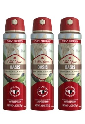 3 Old Spice Antipespirant Deodorant Invisible Dry Spray, Oasis Scent, 4.3oz