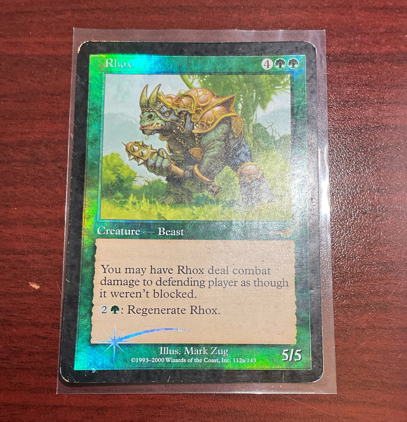 Magic The Gathering Rhox 112a/143 Foil Green Rare MTG Nemesis Damaged