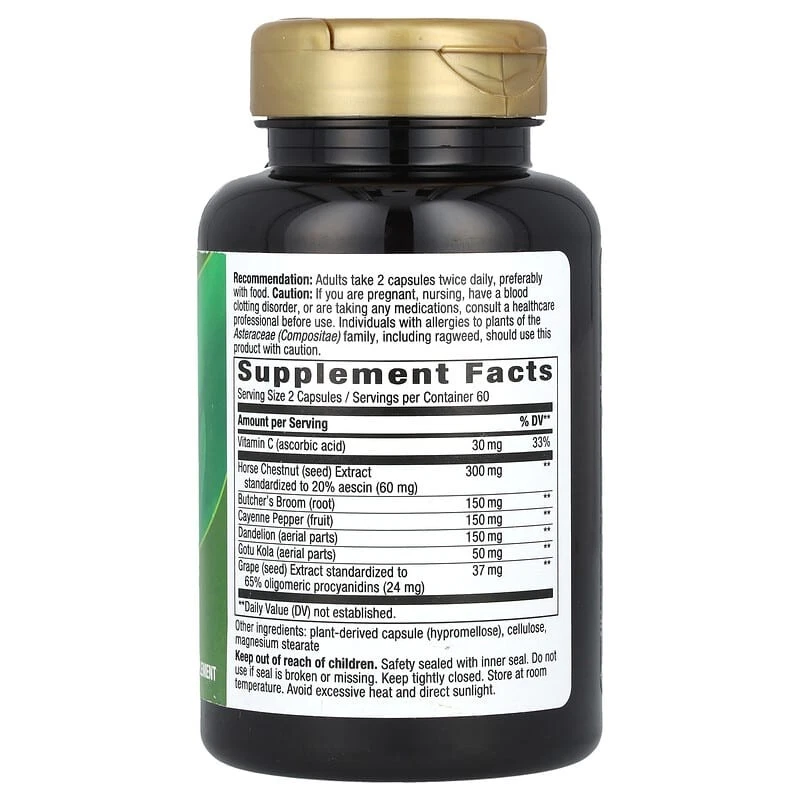 2 X Nature's Way, Veias das Pernas, Mistura Premium, 120 Cápsulas Veganas - Imagem 2 de 2