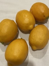5 Lemons Artificial Realistic Faux Large Fruit Home Decor Staging