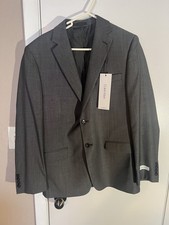 Calvin Klein Mens fit Suit Jacket Blazer 38 R Charcoal Grey Stretch