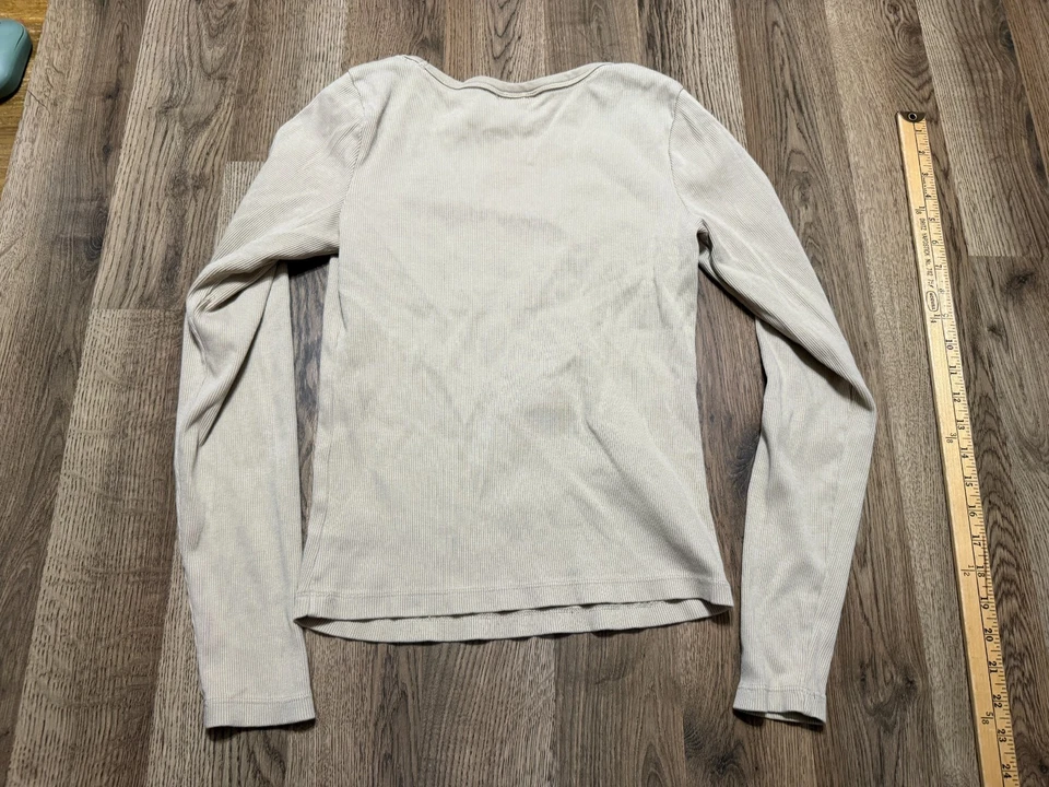 Camisa Universal Thread, Para Mujer Talla Mediana, Marrón, Manga Larga, Cuello Redondo, Costilla Foto 2 de 4