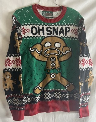 Jolly Christmas Mens Ugly Sweater Oh Snap! Gingerbreadman Small NWT