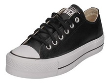 Converse Women's Chuck Taylor All Star Lift Clean Sneaker, Black/Black/White, 8