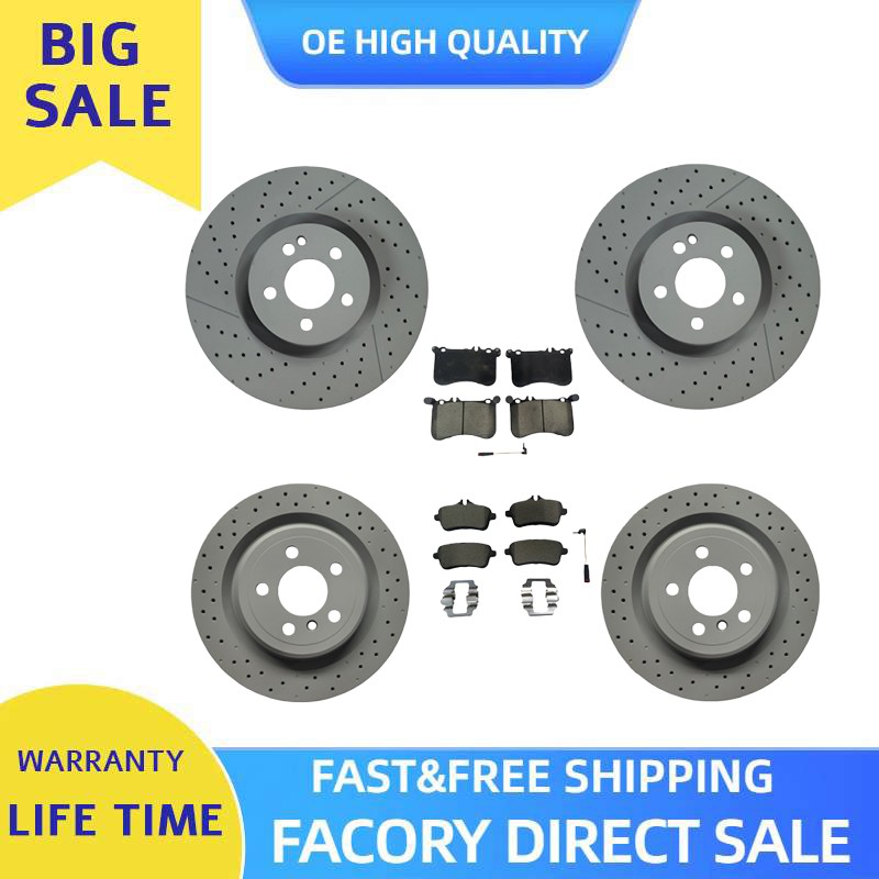 Front Rear Drilled Disc Brake Rotors Brake Pads For Mercedes CLA45 AMG 2014-2019