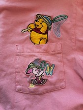 Vintage 90s Disney Winnie the Pooh Piglet Embroidered Pocket Tee Shirt Medium