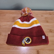 Washington Redskins hat cap beanie knit cuff pom '47 used exellent