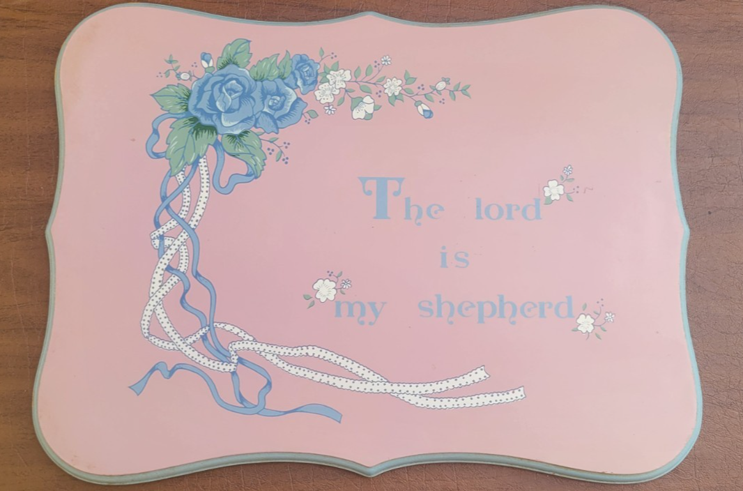 1990s Wall Decor  Pink And Blue Wall Decor Wooden Sign The Lord Is My Shepherd