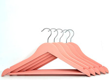 20 Pink Slim Wood Hangers with Notches - Ideal for Women  Kids Closet