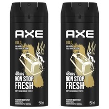 2 Pack Axe Gold Oud Wood Vanilla Deodorant Body Spray 150ml
