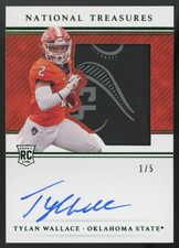 2021 National Treasures Collegiate Tylan Wallace RC Emerald Patch Auto RPA /5