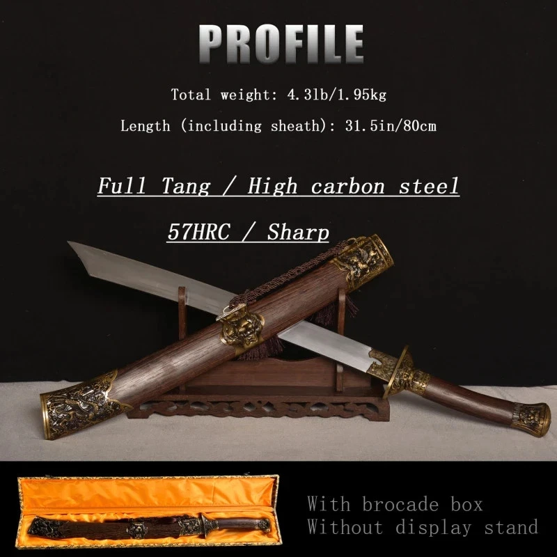 Espada Katana Tigre Dragón, Real Full Tang Sharp, metales acero de alto carbono. Foto 2 de 4