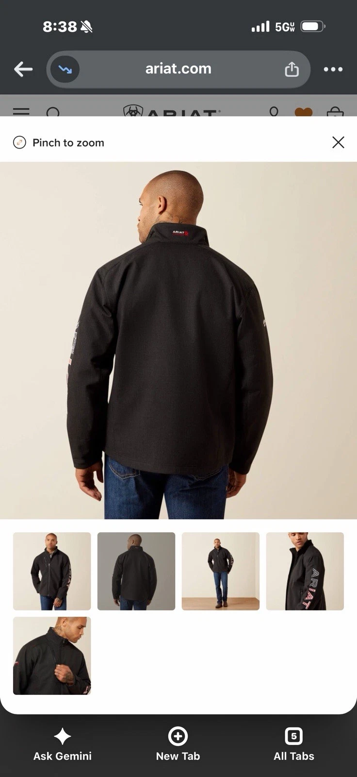 Ariat FR Team Logo Softshell Jacket Mens L 44in Chest Black Zip Polyester - product detail image 2