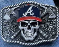 DEA Atlanta HIDTA Grp 2 Atlanta Braves MLB Belt Buckle Silver Blue Red Baseball