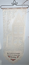 Heritage Lace Wall Hanging "Be it ever so Humble..." Metal Hanger Vtg 11 x 34"