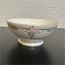 VNTG mint Limoges France Porcelain Floral Round Bowl with Gold trim accent