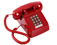 Traditional Red Landline Phone, Retro Corded Telephone Visible Ringing Indicator