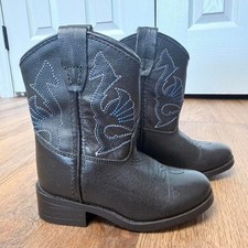 Masterson Boot Co Kids Black Leather Western Cowboy Boots Toddler 5 Embroidered