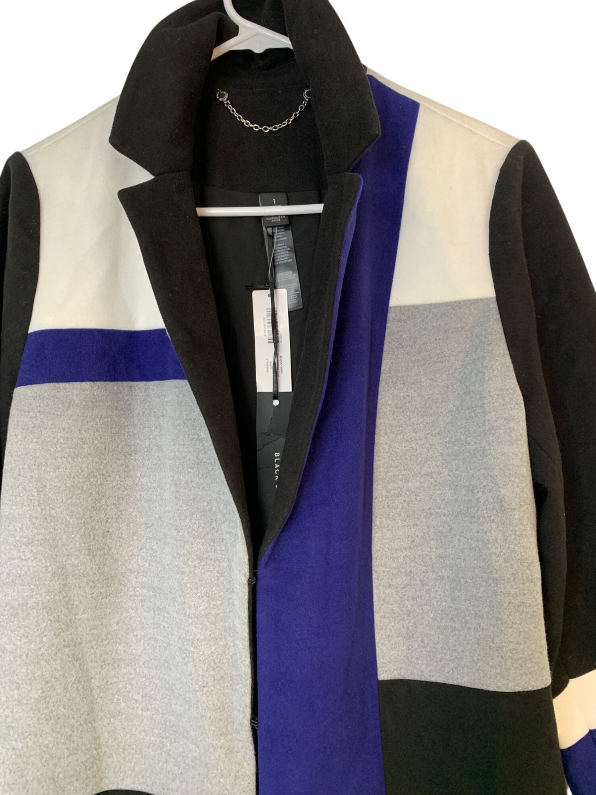 Chicos Black Label Size 8/10 M Patchwork Topper Coat RD10711 $259 NWT image 9