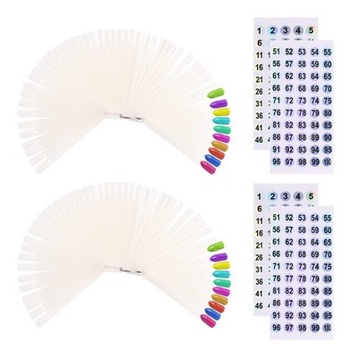100 Pcs Natural Fan Shaped Nail Swatch Sticks Color Display Set