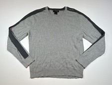 Calvin Klein Jeans 100 Cotton Men  s Size XL Knit Sweater Gray Stripes