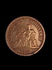 1921 French Chamber of Commerce 1 Franc Token Coin 