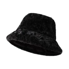 Women Warm Fluffy Bucket Hat Cap Russian Outdoor Adjustable Fisherman Cap Winter