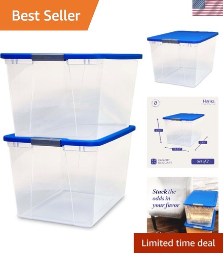 Versatile 2-Pack Lockable Storage Bins - 64 Quart with Shatterproof Design