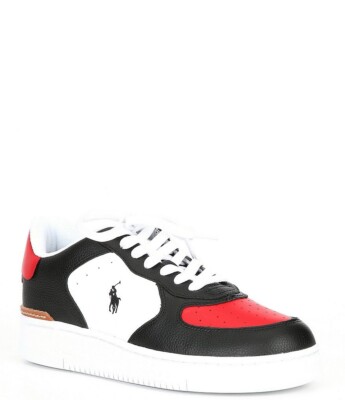 Ralph Lauren Black and Red Athletic Shoes with Chunky Soles Polo Ralph Lauren Mens Athletic Shoe Court Mid Pro Leather  main image 3