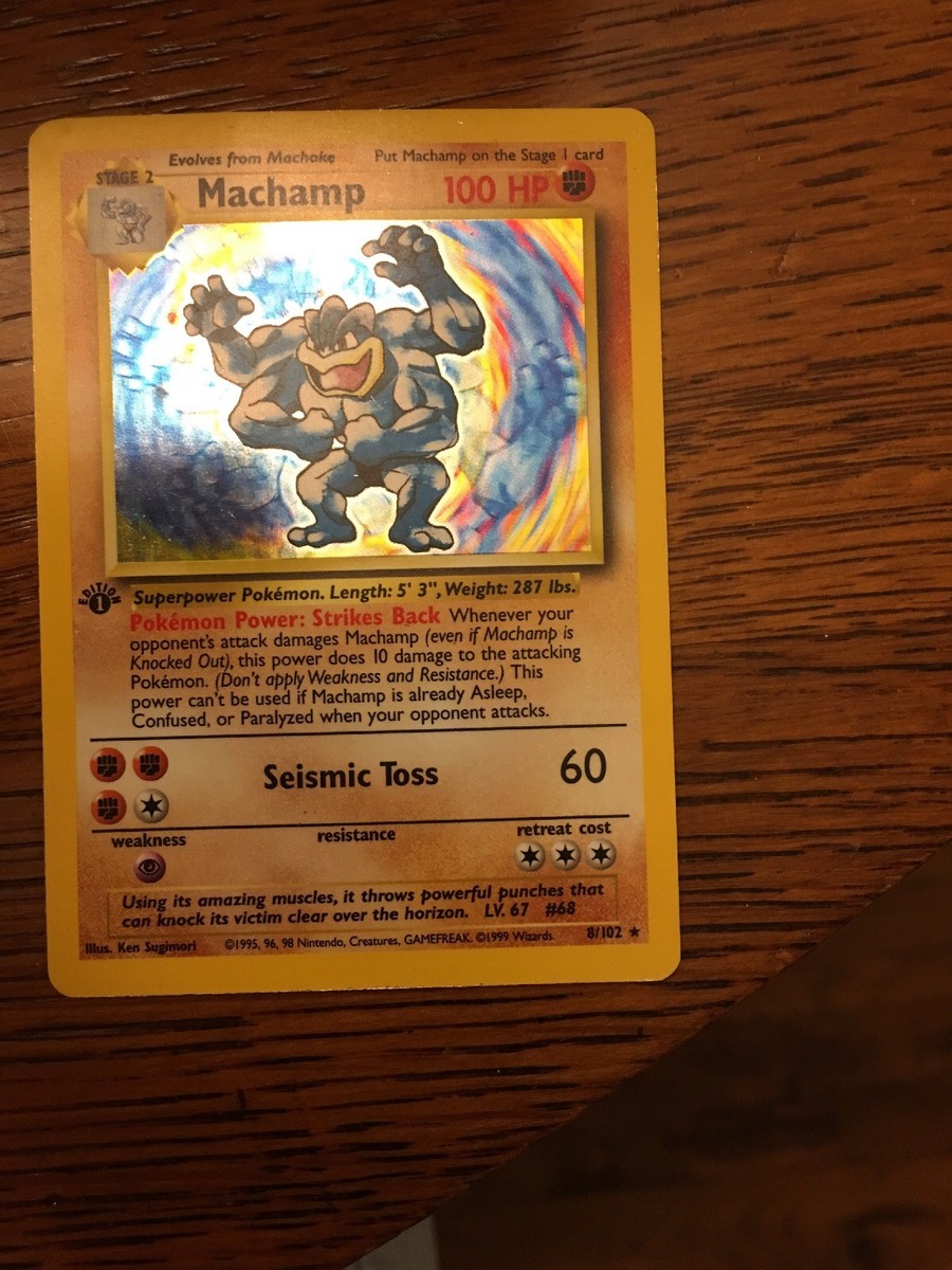 machamp stage 2 pokemon card value Holo pokemon MaChamp 1st Edition Stage 2