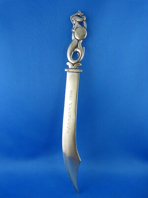 Alter Brieföffner - Säbel / Dolch Form, Warszawa 1956 (Versilbert) 24,5 cm
