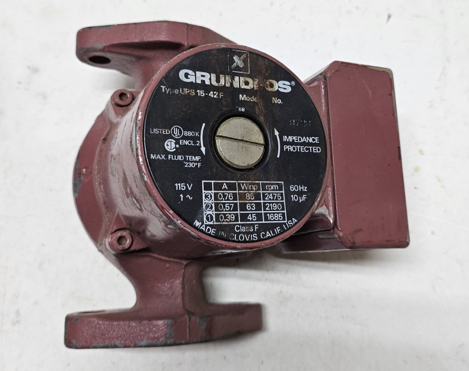 Pompe De Circulation Grundfos UP15-42F 115V - En Fonte, Pour Chauffage Radiant/plancher Chaud, Occasion