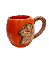 Vintage Pumpkin Ceramic Mug Planter