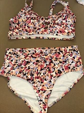 Hurley Multi-Color Two Piece Moderate Coverage Bikini Swimsuit Sz 3x