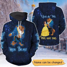 FELPA CON CAPPUCCIO 3D personalizzata Her Beast And His Beauty You & Me We Got This miglior prezzo