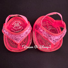Build-A-Bear FUCHSIA GLITTER PINK JELLY SANDALS, FLIP-FLOPS Teddy Summer Shoes