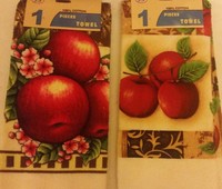 2 Different Rare Printed Kitchen Towels, 15 X 25, Red Apples 2 Different Rare Printed Kitchen Towels, 15 X 25, Red Apples