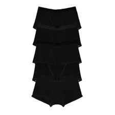Nabtos Women Black Underwear Boyshort Panties Breathable Cotton Boxers Pack 5
