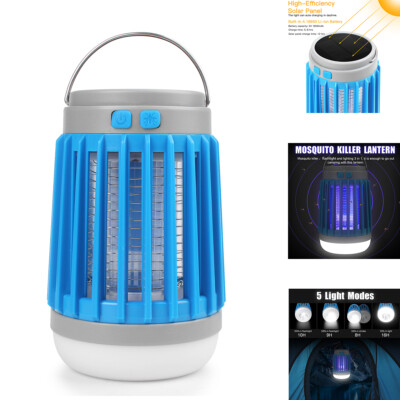  Solar Power Mosquito Killer Lamp Fly Bug Insect Zapper Trap LED Camping Lantern