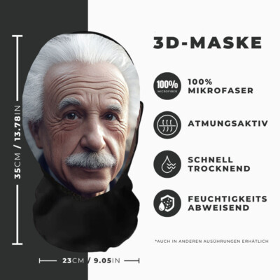 Realistische Albert Einstein 3D-Druck Vollgesichtsmaske   Atmungsaktiv, leicht