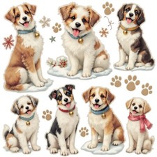 Cardstock Die Cut Embellishments Puppy And Dogs 12 Cut Outs 3.5 Inch