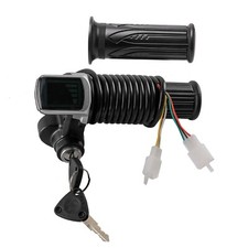 36V Twist Throttle Grips w/ LCD Indicator Electric Key Lock Go Kart ATV E-Bike