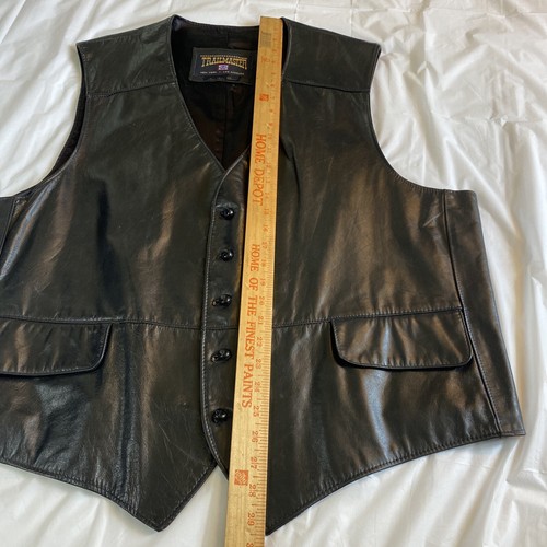 Vintage Trailmaster Leather Vest Men 2XL Blck Waistcoat Moto BikerGothic Western - Picture 18 of 19