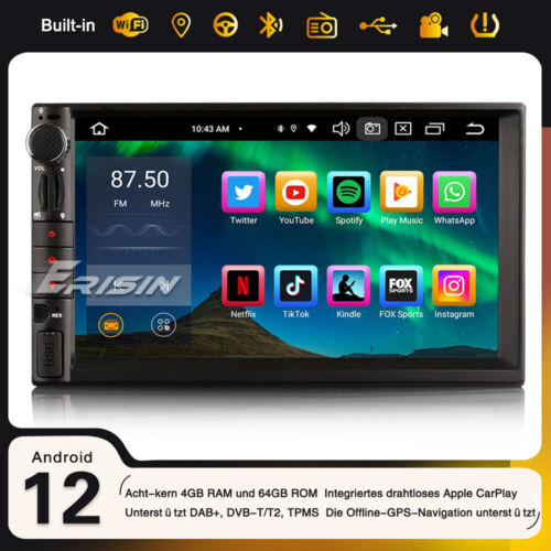 64GB BT 5.0 Android 12 Doppel Din GPS Autoradio Für Nissan DSP CarPlay DAB+ TPMS - Bild 1 von 13