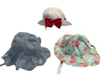 Preowned 3 Girls Toddlers Sun Beach Hat with Straps See photos for sizes