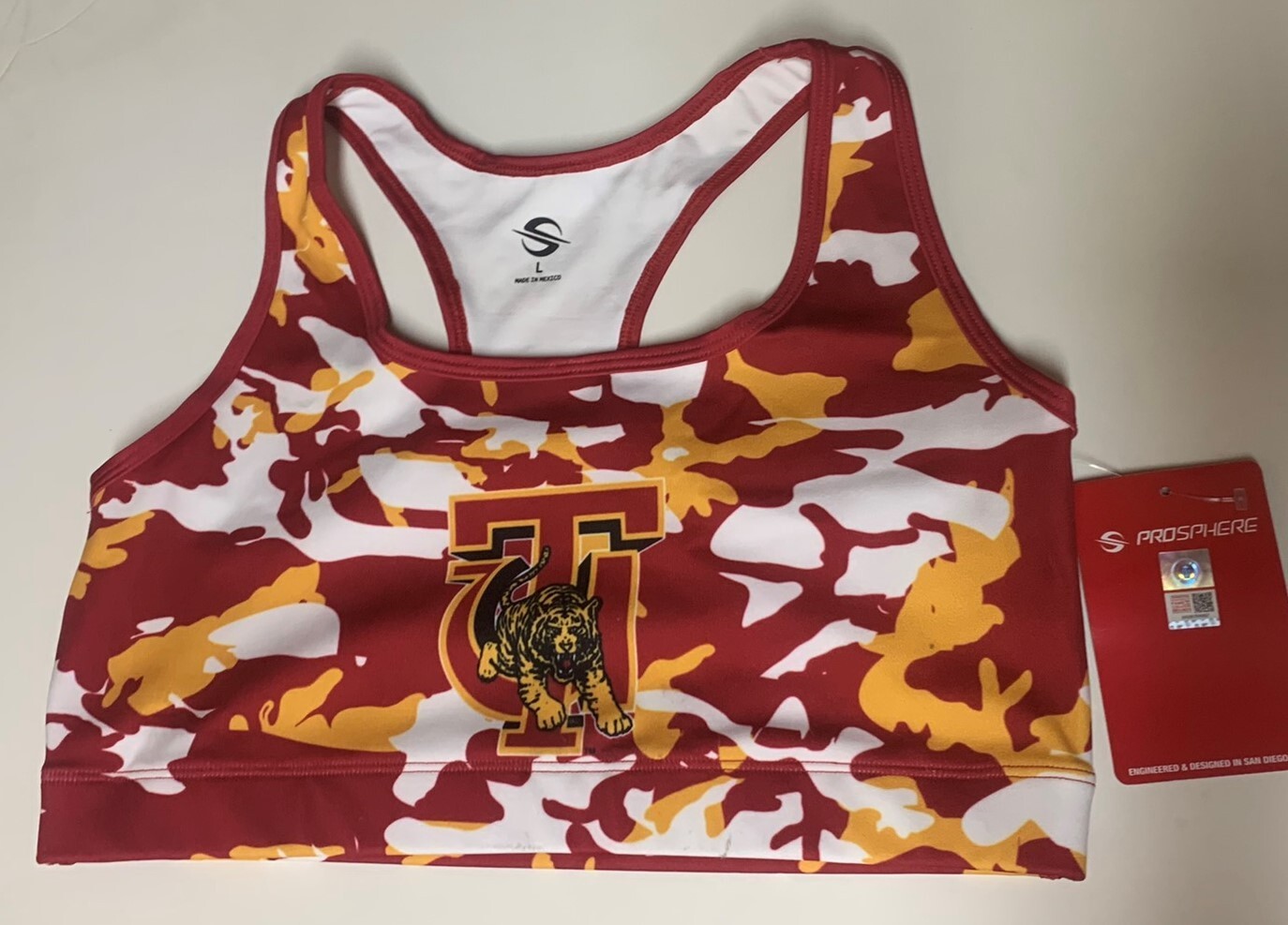 Sports Bra Texas University Sz Large Camouflage Logo Racer Back