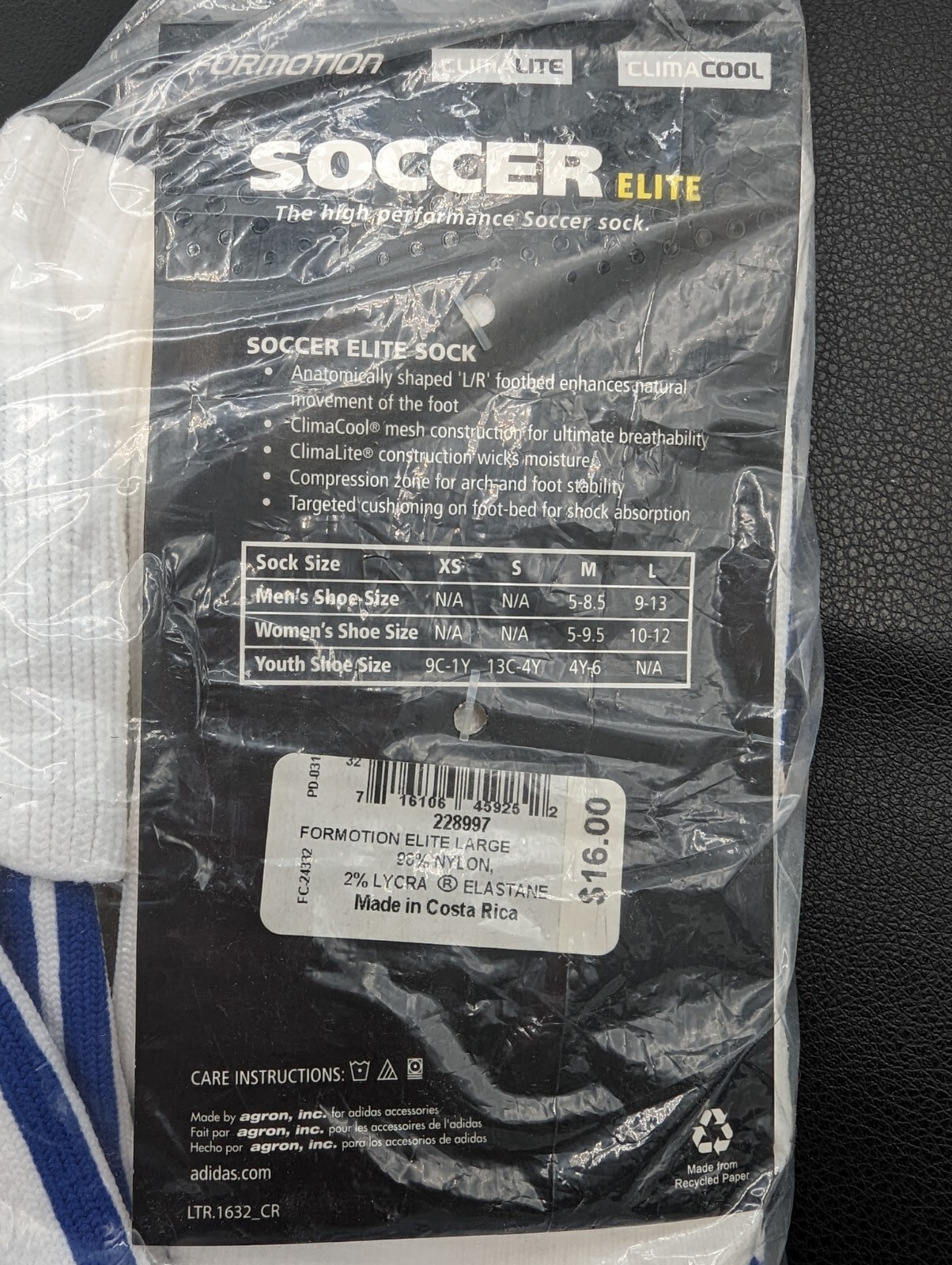 adidas® Formotion Socks Soccer Elite White Cobalt Logo ClimaCool