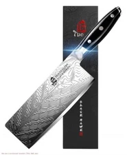 TUO Vegetable Meat Cleaver Knife - 7" High Carbon Stainless Steel - Black Hawk-S